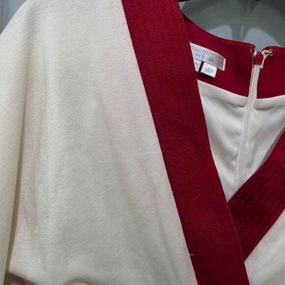 London Times Women’s 14P Colorblock Dress Black White Red | Short Sleeve V-Neck - Picture 4 of 13